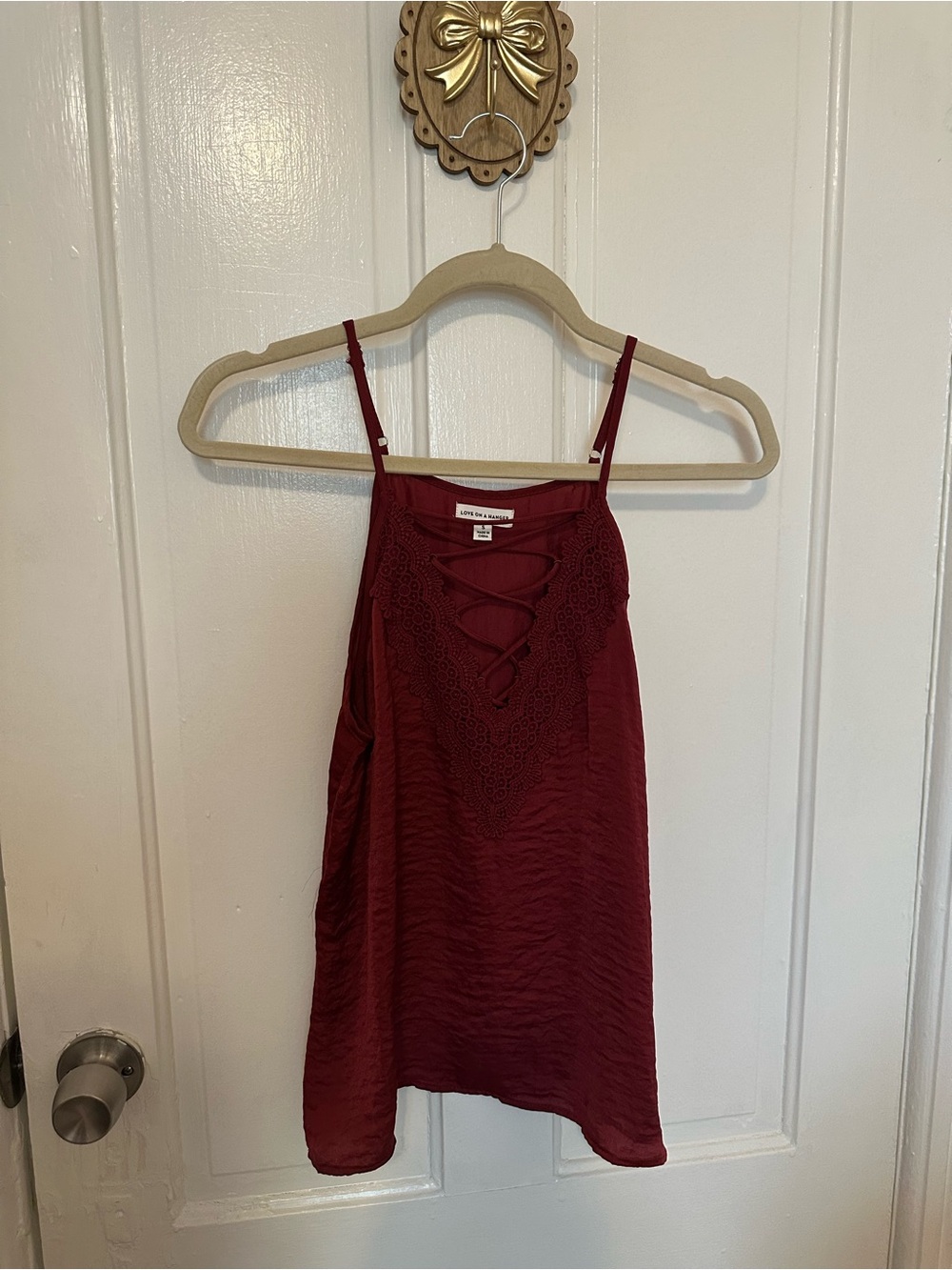 love on a hanger Burgundy Lace-Up Cami